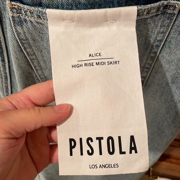 NWT Pistola Alice High Rise Midi Skirt Jean Size 27 - Picture 11 of 14